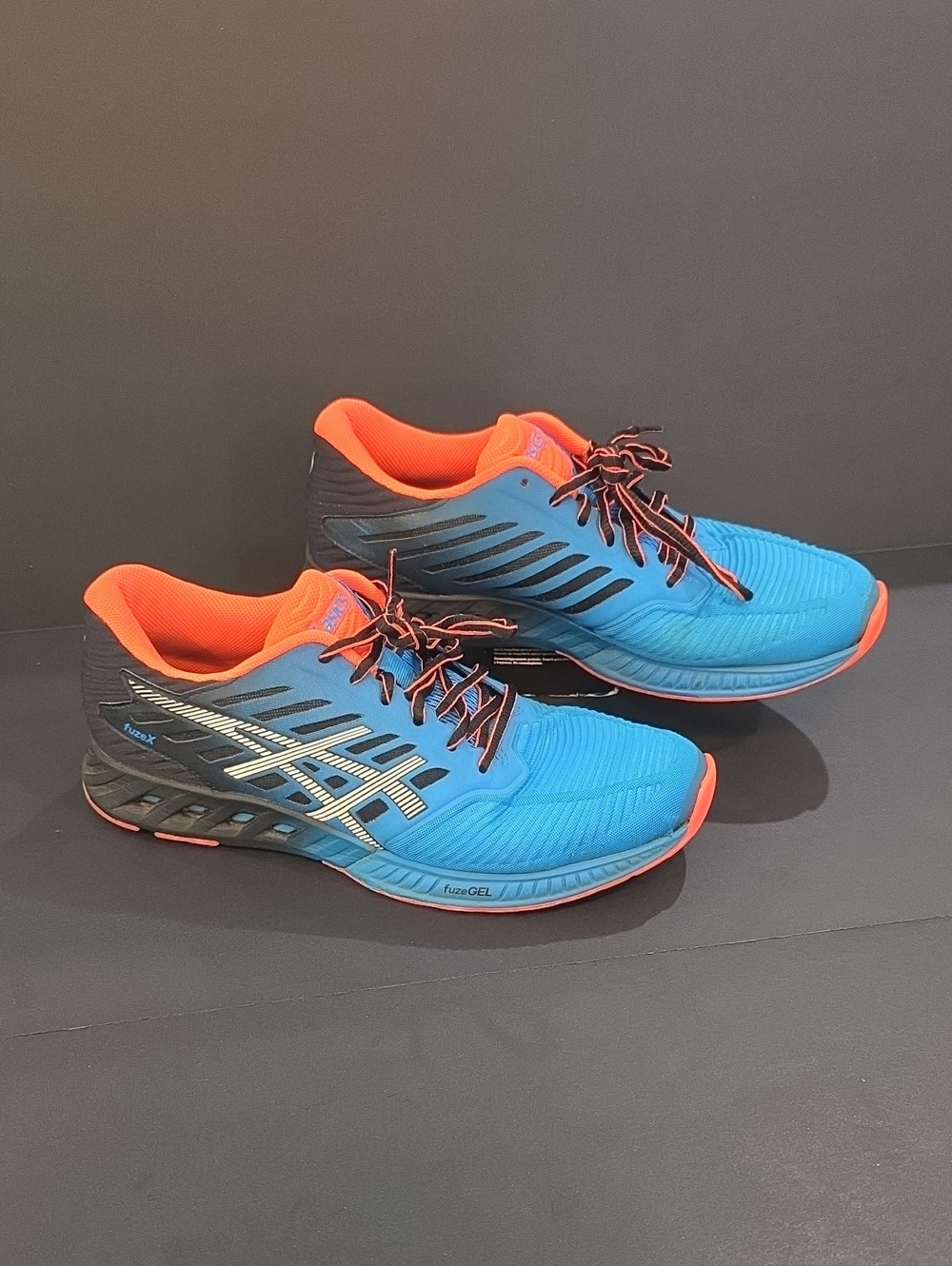ASICS Fuze X Men’s Bright Blue with Orange Accent Athletic Shoes Size 8